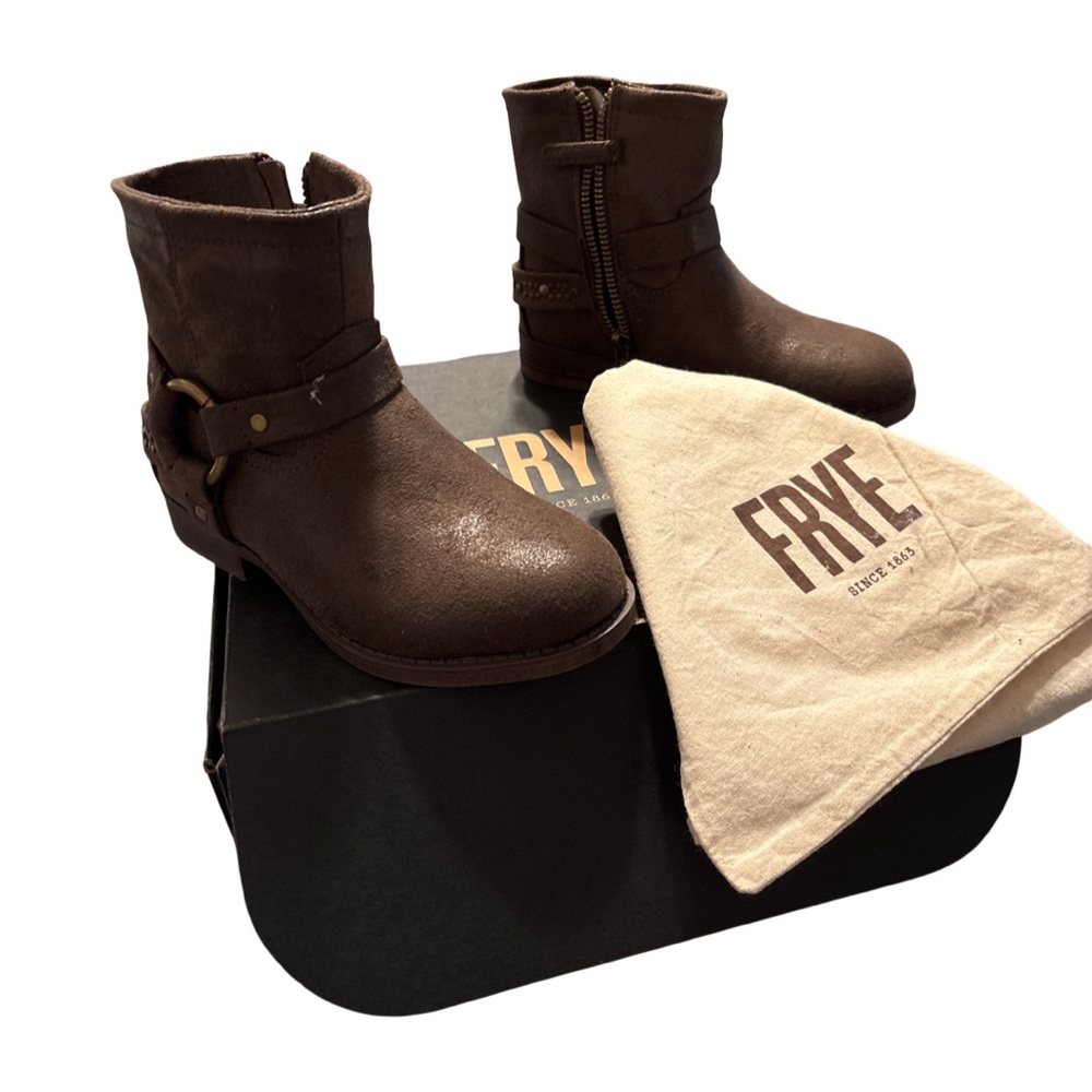Frye Dark Brown HARNESS STRAPPY Boots